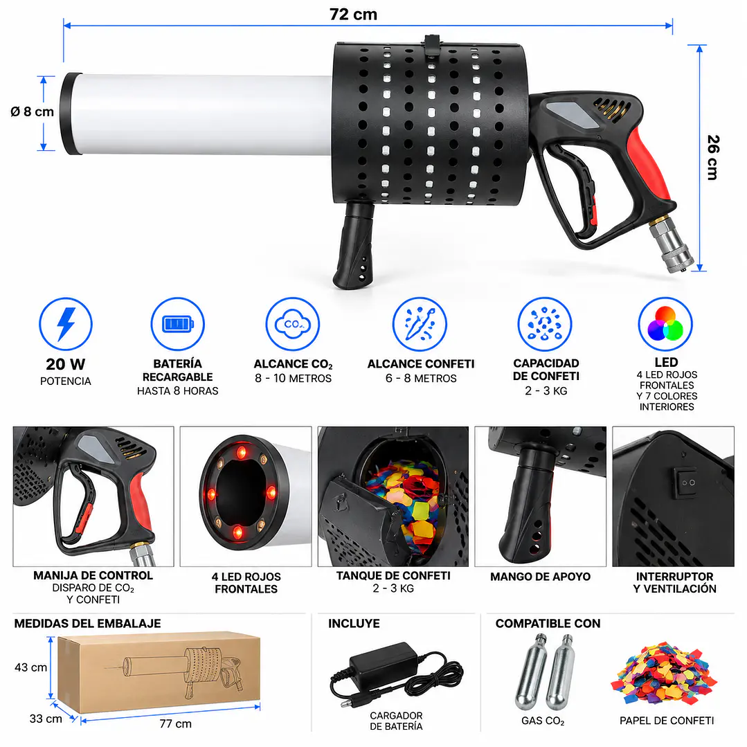 Pistola De Confeti Co2 Led 4