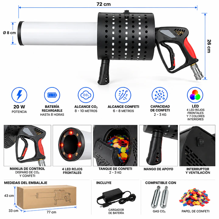 Pistola De Confeti Co2 Led 4