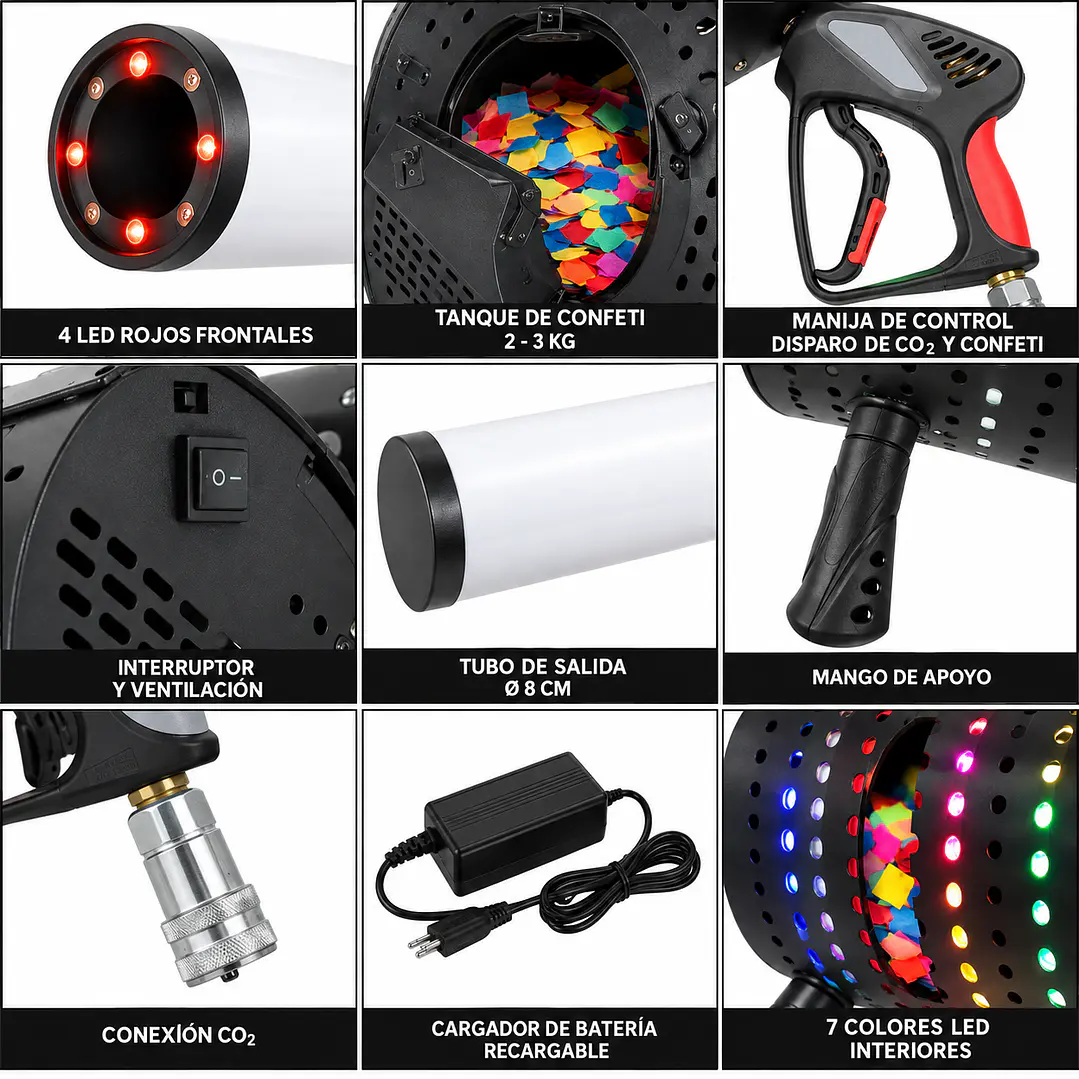 Pistola De Confeti Co2 Led 5