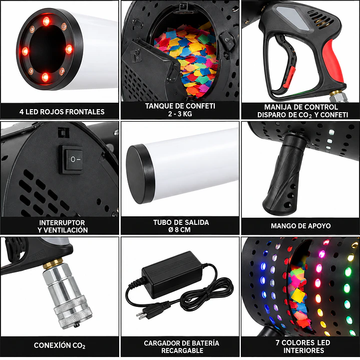 Pistola De Confeti Co2 Led 5