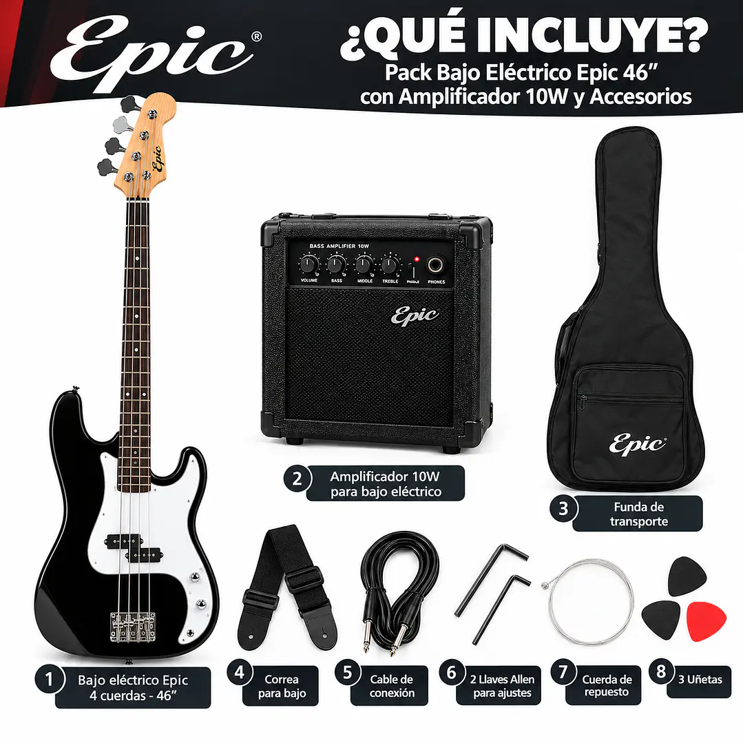  Pack Bajo Eléctrico Epic 8