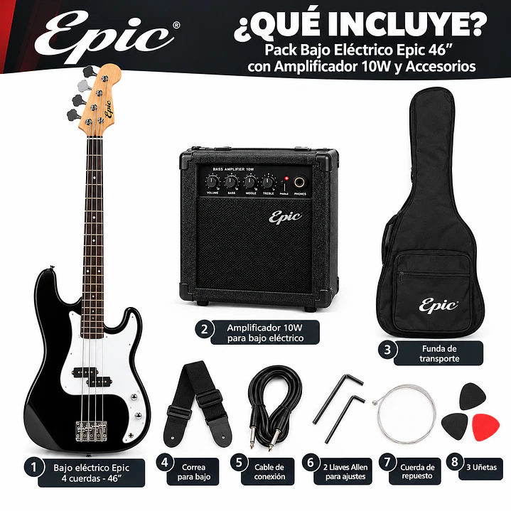  Pack Bajo Eléctrico Epic 8