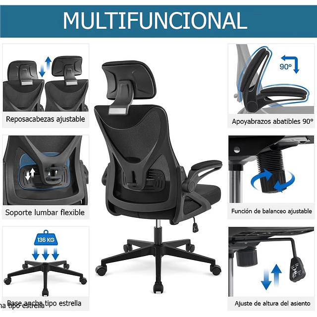Silla giratoria ergonómica OE