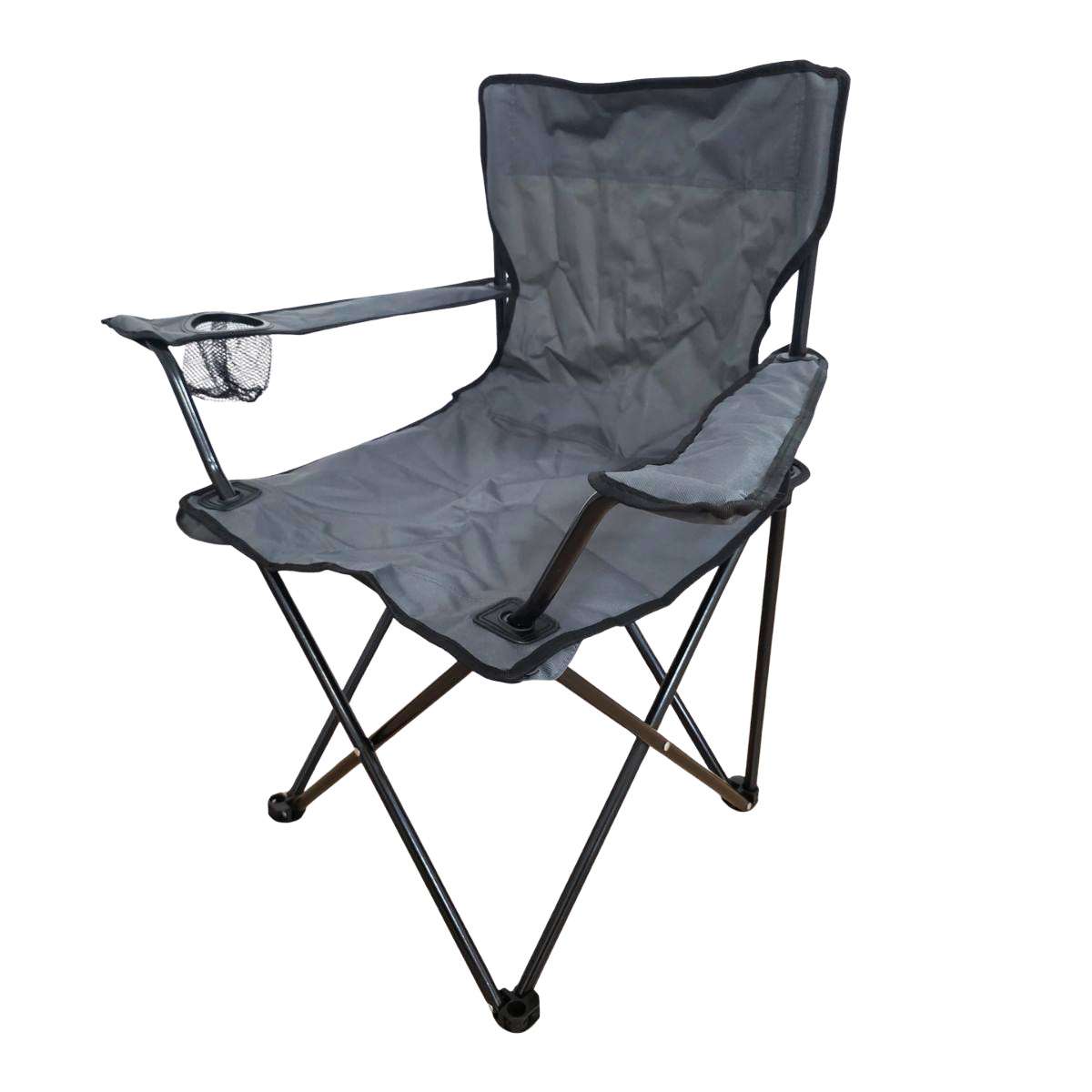 Cadeira de Campismo e Praia Dobrável Almalux com Saco | Cadeira Cinzenta para Exterior com Porta-Copos | Leve, Resistente e Compacta (52X52X85 Cm)