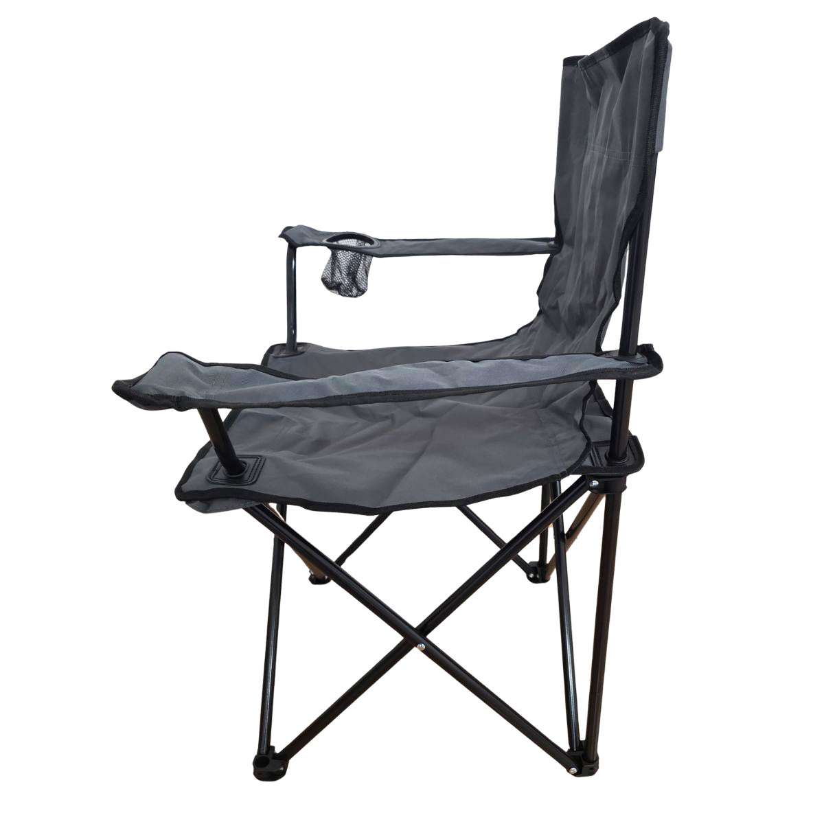 Cadeira de Campismo e Praia Dobrável Almalux com Saco | Cadeira Cinzenta para Exterior com Porta-Copos | Leve, Resistente e Compacta (52X52X85 Cm)