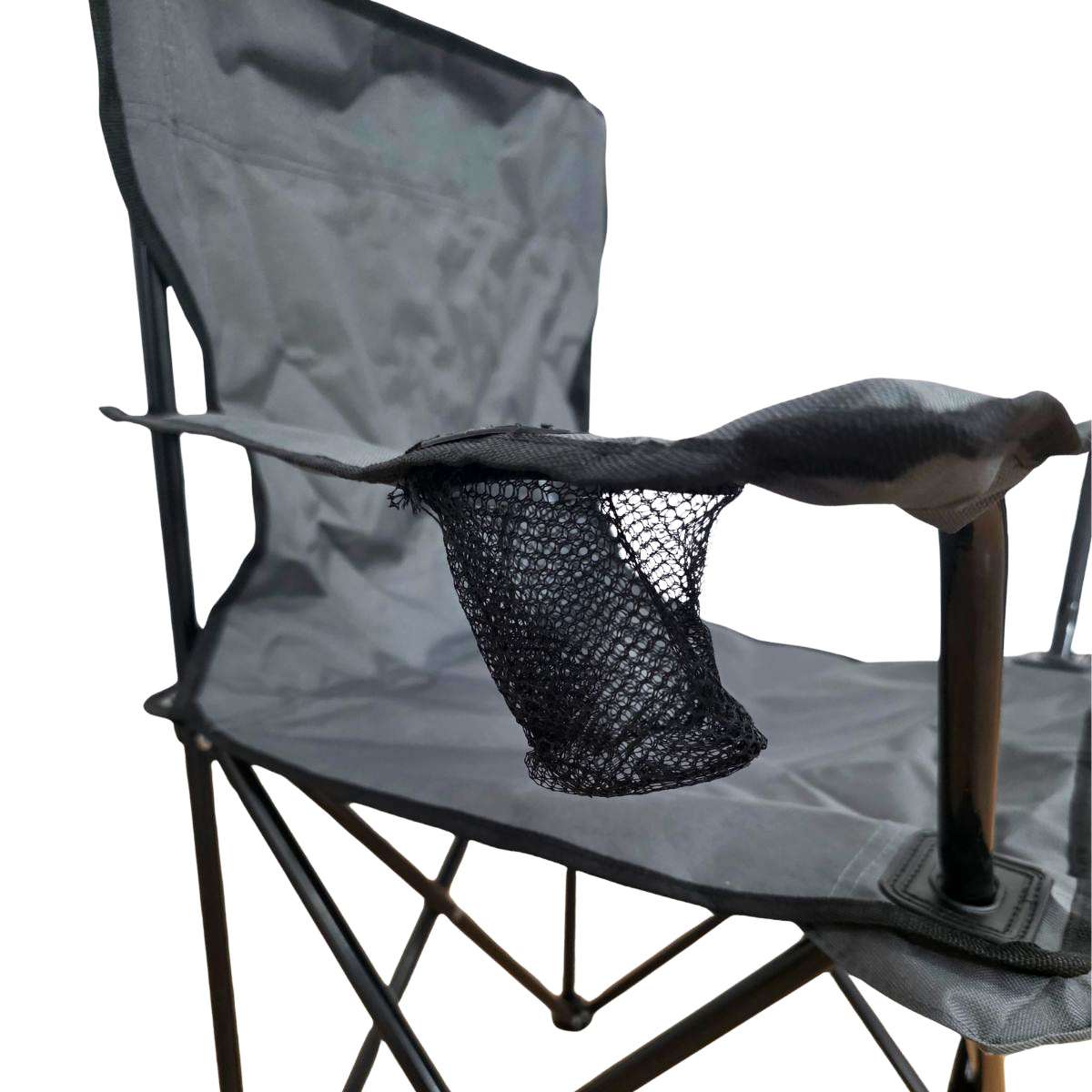 Cadeira de Campismo e Praia Dobrável Almalux com Saco | Cadeira Cinzenta para Exterior com Porta-Copos | Leve, Resistente e Compacta (52X52X85 Cm)