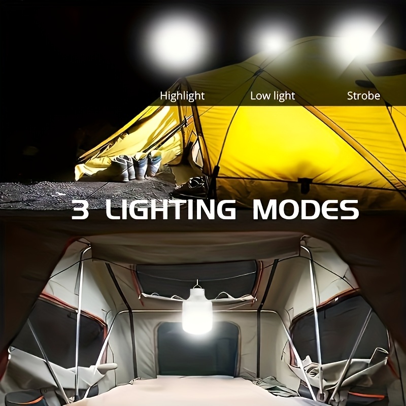 2 Peças Lanterna de Mão para Camping, Lâmpada LED Portátil Recarregável via USB, 3 Modos de Iluminação, Ideal para Pendurar em Tendas, Camping ao Ar Livre, Churrascos e Uso de Emer...