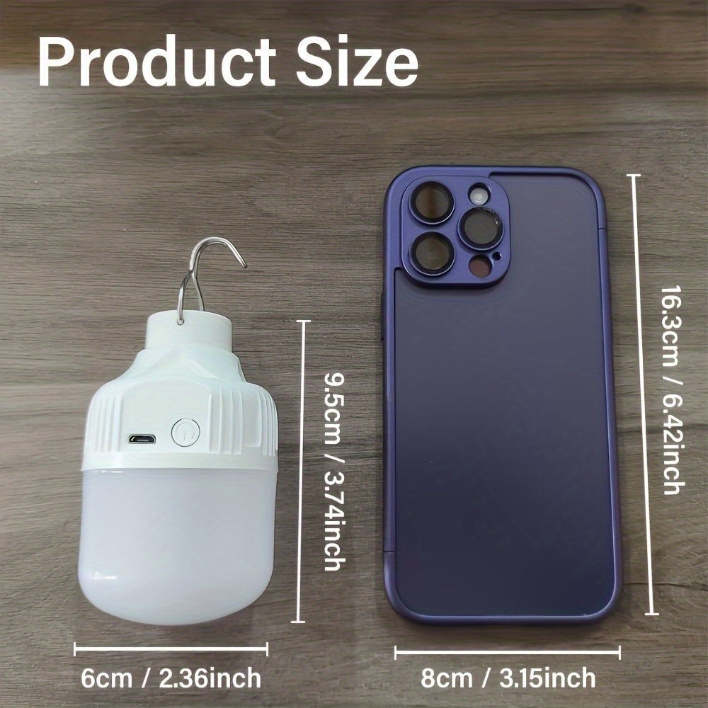 2 Peças Lanterna de Mão para Camping, Lâmpada LED Portátil Recarregável via USB, 3 Modos de Iluminação, Ideal para Pendurar em Tendas, Camping ao Ar Livre, Churrascos e Uso de Emer...