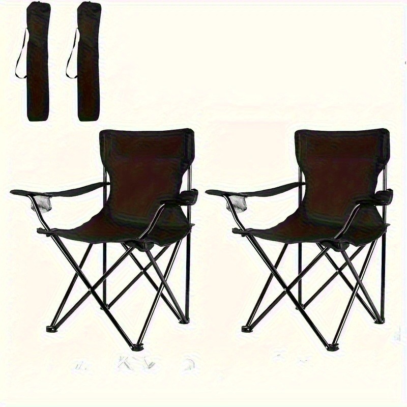 Cadeira dobrável com porta-copos para uso exterior. Esta cadeira portátil para campismo e pesca apresenta braços integrados com porta-copos para fácil acesso a bebidas.