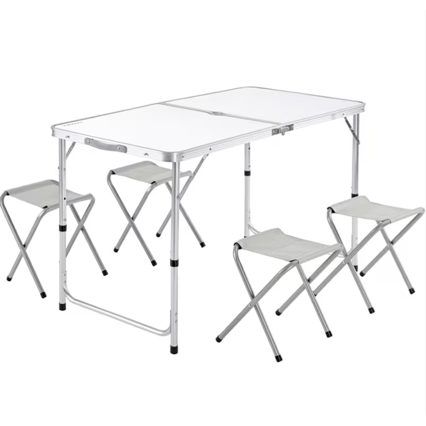 Mesa de Acampamento Dobrável com 4 Bancos | Altura Ajustável, Portátil e Compacta, Mesa Multiuso com Cadeiras Integradas, Ideal para Jardim, Piquenique e Acampamento