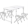 Mesa de Acampamento Dobrável com 4 Bancos | Altura Ajustável, Portátil e Compacta, Mesa Multiuso com Cadeiras Integradas, Ideal para Jardim, Piquenique e Acampamento