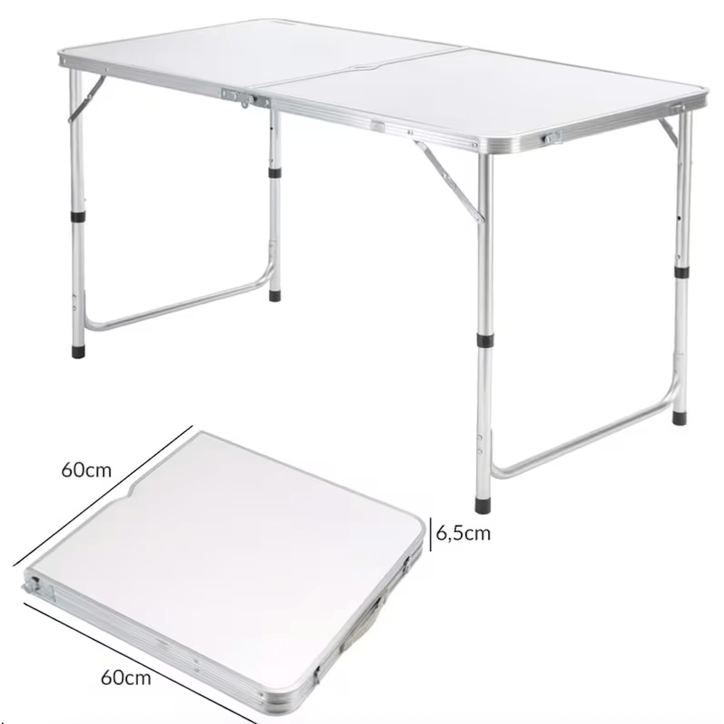 Mesa de Acampamento Dobrável com 4 Bancos | Altura Ajustável, Portátil e Compacta, Mesa Multiuso com Cadeiras Integradas, Ideal para Jardim, Piquenique e Acampamento