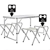 Mesa de Acampamento Dobrável com 4 Bancos | Altura Ajustável, Portátil e Compacta, Mesa Multiuso com Cadeiras Integradas, Ideal para Jardim, Piquenique e Acampamento