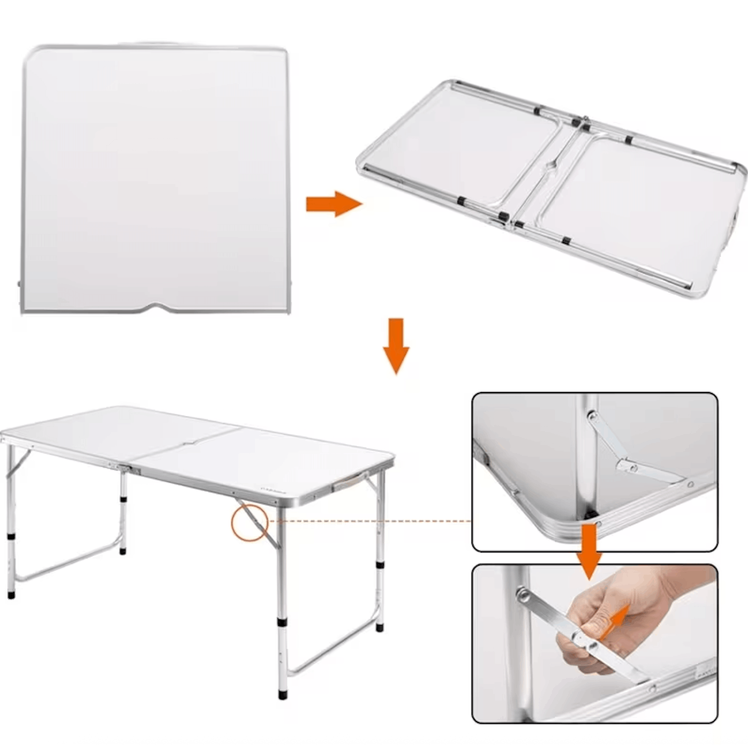 Mesa de Acampamento Dobrável com 4 Bancos | Altura Ajustável, Portátil e Compacta, Mesa Multiuso com Cadeiras Integradas, Ideal para Jardim, Piquenique e Acampamento