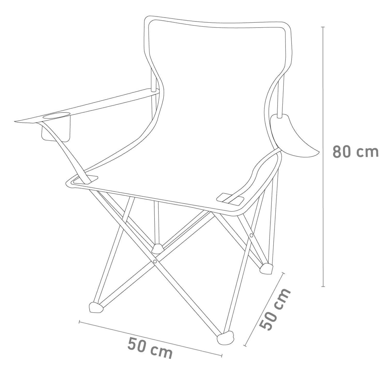 Kit com 2 Cadeiras de Acampamento Dobráveis com Encosto e Apoios de Braço para Atividades ao Ar Livre, Acampamento, Pesca e Piquenique, 50 x 50 x 80 cm, Duráveis e Compactas,PORTES GRÁTIS