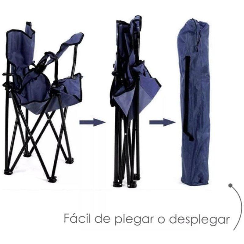 Cadeira de Campismo e Praia Portátil e Leve, Confortável para Pesca, Piquenique, Caminhadas e Campismo, com Apoios de Braço, Bolso Lateral para Bebidas e Acessórios, Fácil de Trans...