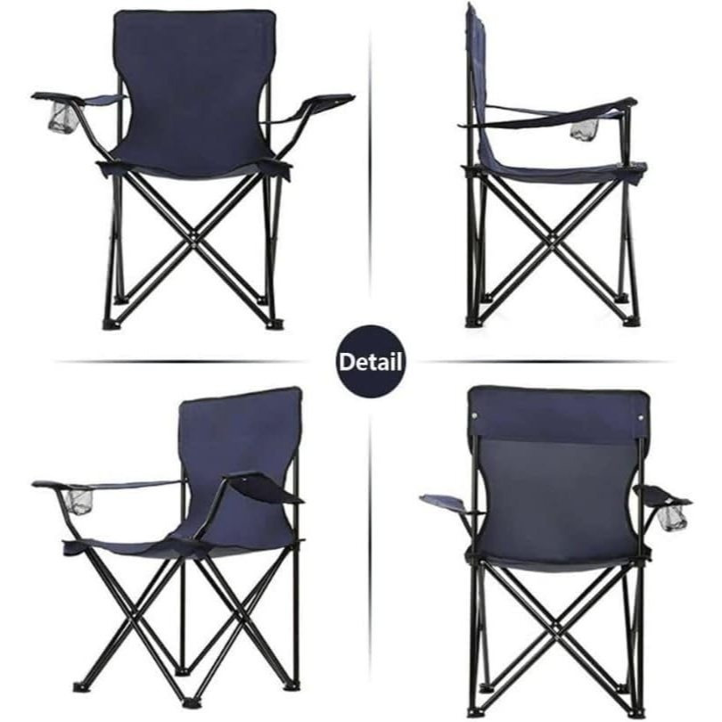 Cadeira de Campismo e Praia Portátil e Leve, Confortável para Pesca, Piquenique, Caminhadas e Campismo, com Apoios de Braço, Bolso Lateral para Bebidas e Acessórios, Fácil de Trans...