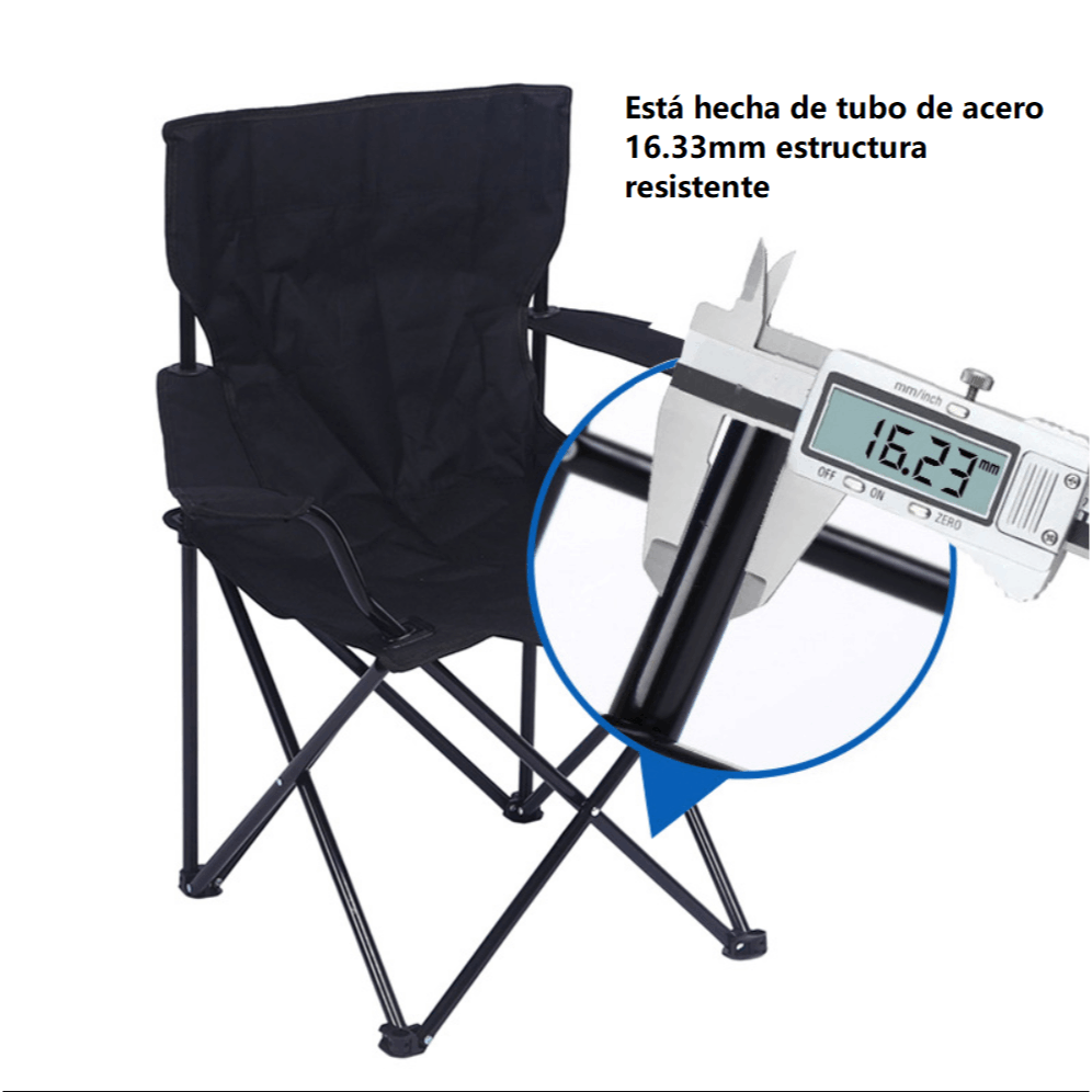 Cadeira de Campismo e Praia Portátil e Leve, Confortável para Pesca, Piquenique, Caminhadas e Campismo, com Apoios de Braço, Bolso Lateral para Bebidas e Acessórios, Fácil de Trans...