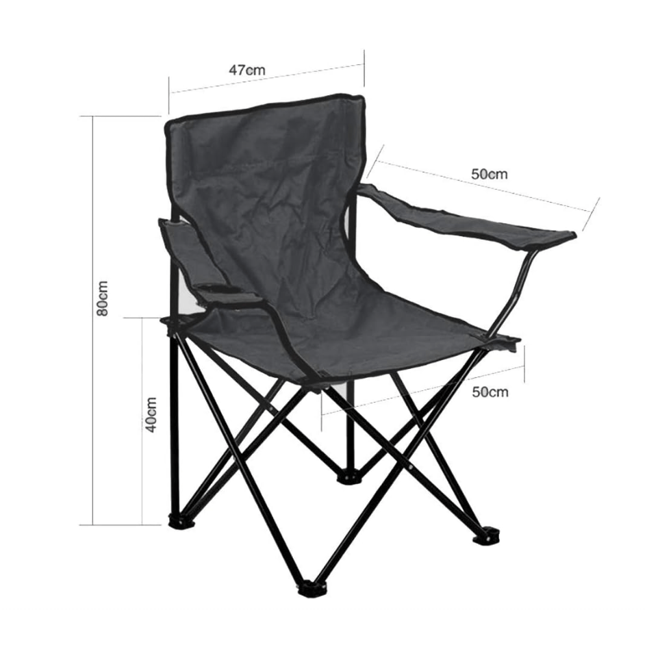 Cadeira de Campismo e Praia Portátil e Leve, Confortável para Pesca, Piquenique, Caminhadas e Campismo, com Apoios de Braço, Bolso Lateral para Bebidas e Acessórios, Fácil de Trans...