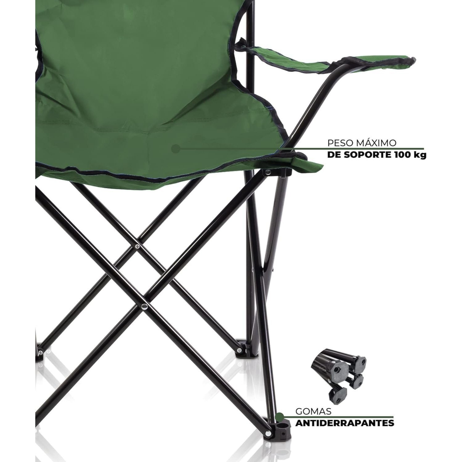 Cadeira de Campismo e Praia Portátil e Leve, Confortável para Pesca, Piquenique, Caminhadas e Campismo, com Apoios de Braço, Bolso Lateral para Bebidas e Acessórios, Fácil de Trans...