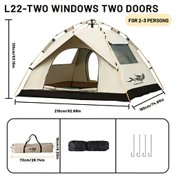 Tenda Padrão PAKICETUS de 3 Segundos com Hastes de Fibra de Vidro e Tecido Oxford de Alta Qualidade - Montagem Instantânea Automática, Tenda de Campismo Leve para Todas  as  Estações.   PORTES GRÁTIS