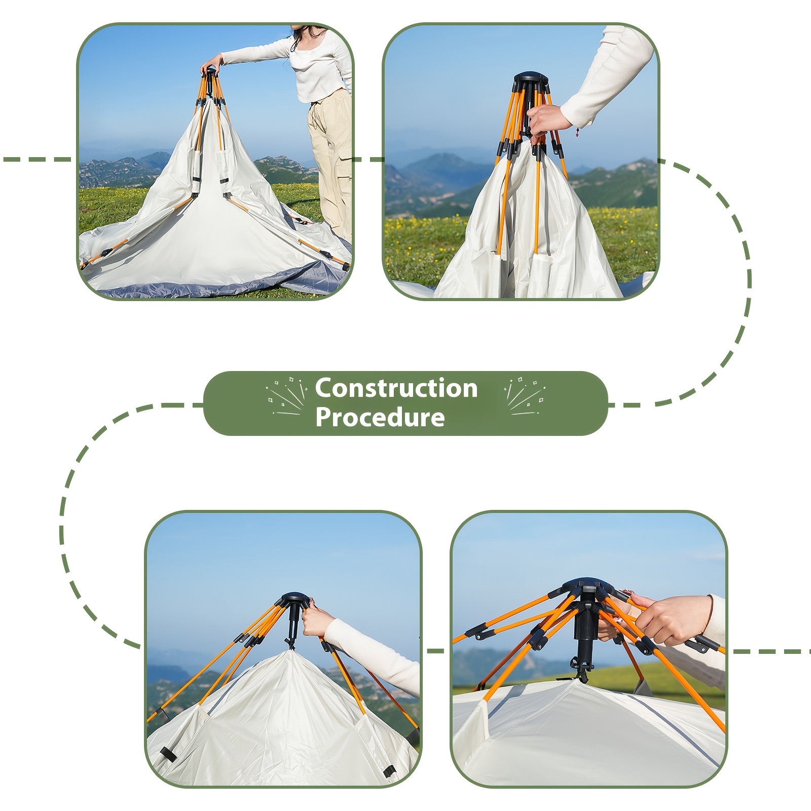 Tenda Padrão PAKICETUS de 3 Segundos com Hastes de Fibra de Vidro e Tecido Oxford de Alta Qualidade - Montagem Instantânea Automática, Tenda de Campismo Leve para Todas  as  Estações.   PORTES GRÁTIS