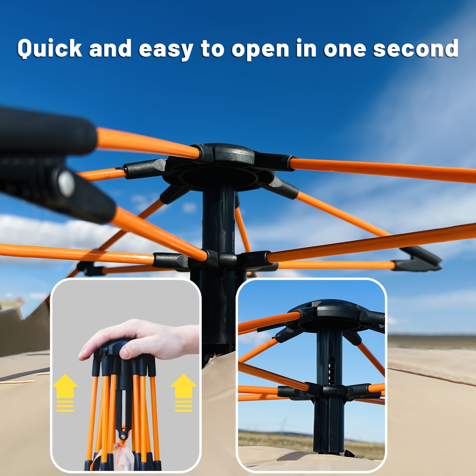 Tenda Padrão PAKICETUS de 3 Segundos com Hastes de Fibra de Vidro e Tecido Oxford de Alta Qualidade - Montagem Instantânea Automática, Tenda de Campismo Leve para Todas  as  Estações.   PORTES GRÁTIS