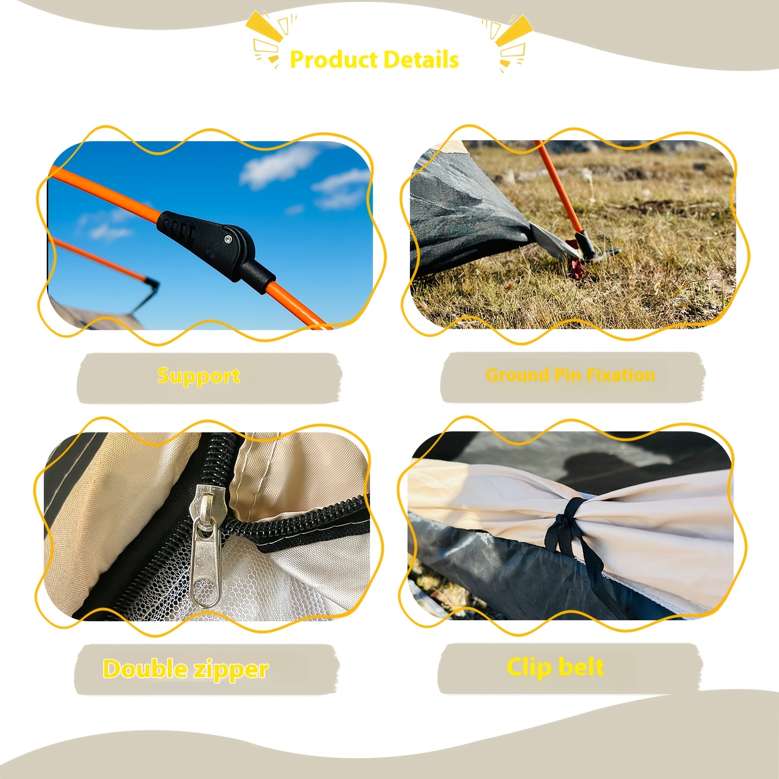 Tenda Padrão PAKICETUS de 3 Segundos com Hastes de Fibra de Vidro e Tecido Oxford de Alta Qualidade - Montagem Instantânea Automática, Tenda de Campismo Leve para Todas  as  Estações.   PORTES GRÁTIS