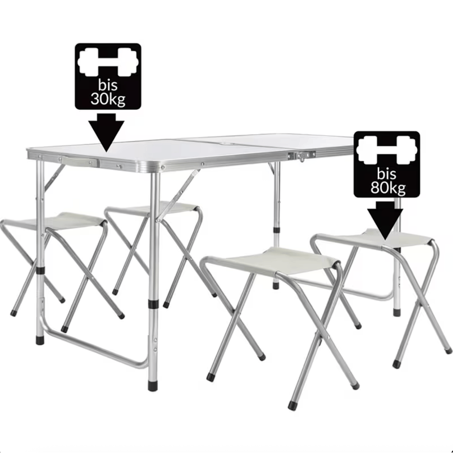 Mesa de Campismo e Jardim Dobrável com 4 Bancos. | Altura Ajustável, Portátil e Compacta, Mesa Multiuso com Cadeiras Integradas, Ideal para Jardim, Piquenique e Campismo .  PORTES GRÁTIS
