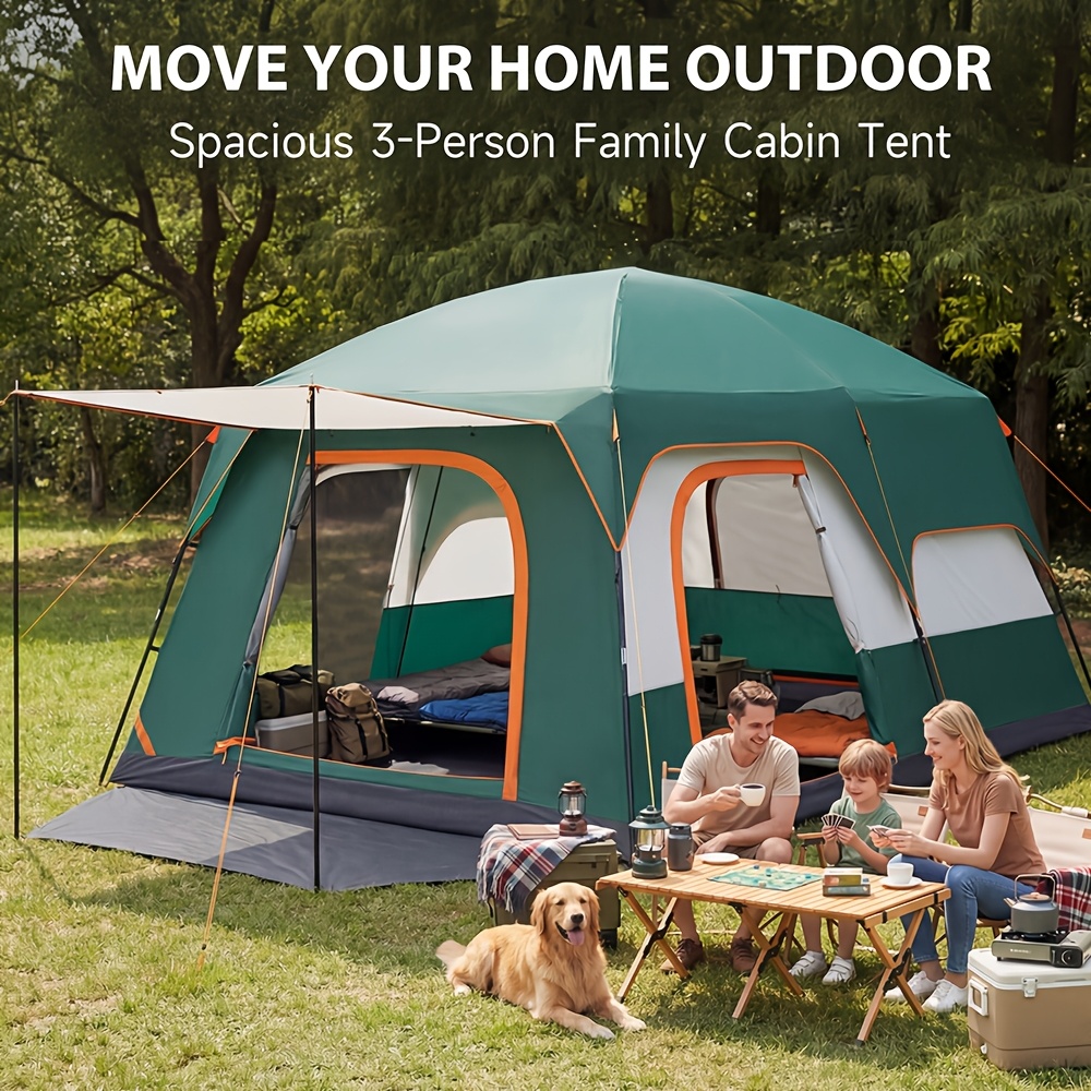 Tenda Grande de 310X210X180Cm para 2-4 Pessoas, Proteção Solar, Quarto Individual e Sala de Estar Individual, Tenda Portátil para Exterior, Adequada para Campismo. PORTES GRÁTIS.