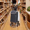 Carrinho de Compras Dobrável em Alumínio, Carrinho de Compras Colapsível com Bolsa de Tecido Oxford, Bolsa de Compras Removível com Rodas, 6 Rodas com Bolsa Oxford Destacável, 95x4...