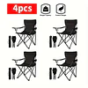 Conjunto de 4 Cadeiras Dobráveis de Exterior de Luxo.- Cadeiras de Campismo e Jardim. Dobráveis Duráveis e Leves. Equipadas com Apoios de Braço com Porta Copos.      PORTES GRÁTIS