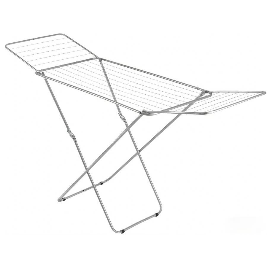 Estendal de Metal Dobrável, Espaço de Secagem de 20 Metros, Estendal de Roupa, Pés Antiderrapantes (Prata, 52 x 102 cm) - PORTES GRÁTIS.