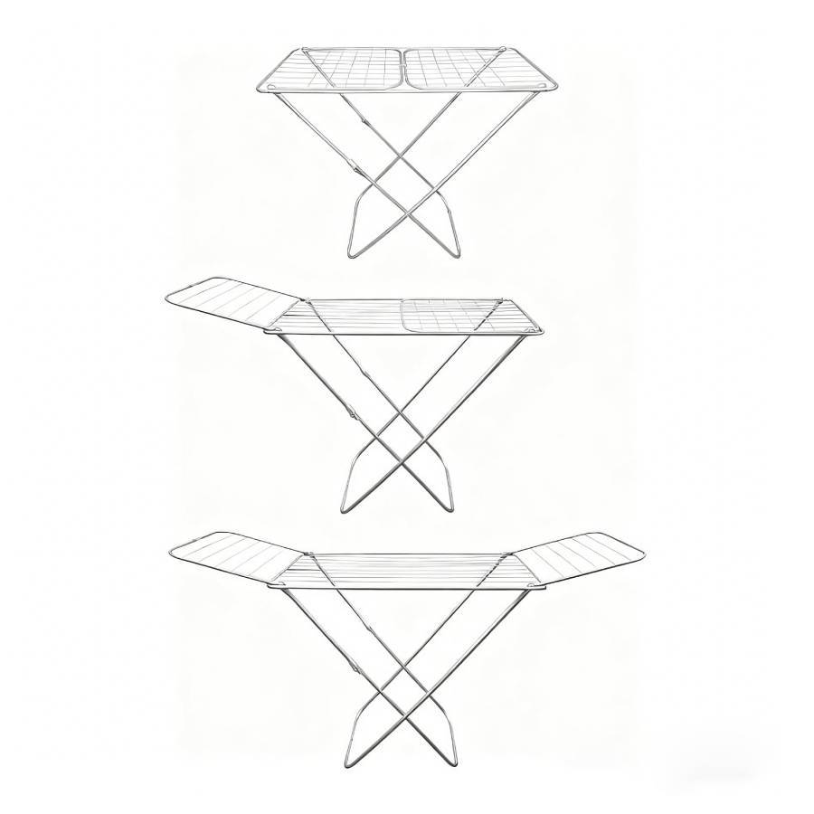 Estendal de Metal Dobrável, Espaço de Secagem de 20 Metros, Estendal de Roupa, Pés Antiderrapantes (Prata, 52 x 102 cm) - PORTES GRÁTIS.