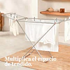 Estendal de Metal Dobrável, Espaço de Secagem de 20 Metros, Estendal de Roupa, Pés Antiderrapantes (Prata, 52 x 102 cm) - PORTES GRÁTIS.