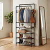 Cabide e Calçadeira Integrados, com Ganchos, Ideal para Armários Abertos e Roupeiros, Cabide Multifuncional, Organizador de Roupa e Calçado. - PORTES GRÁTIS