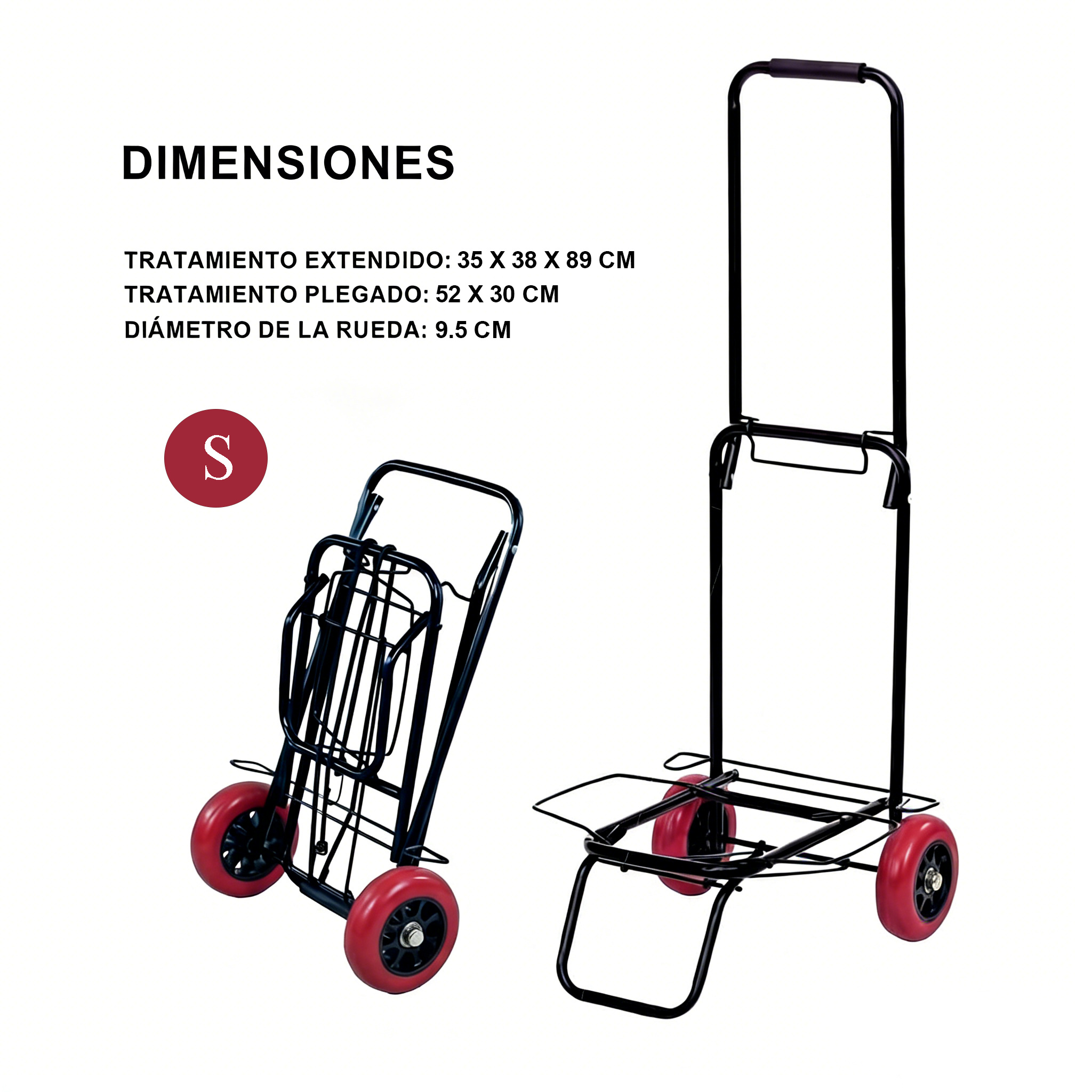 Carrinho de Mão Dobrável com Corda, Carrinho de Mão Compacto, Portátil com Rodas de Borracha Suporta Até 25Kg/35Kg para Fácil Transporte em Viagens, Escritório e Casa
