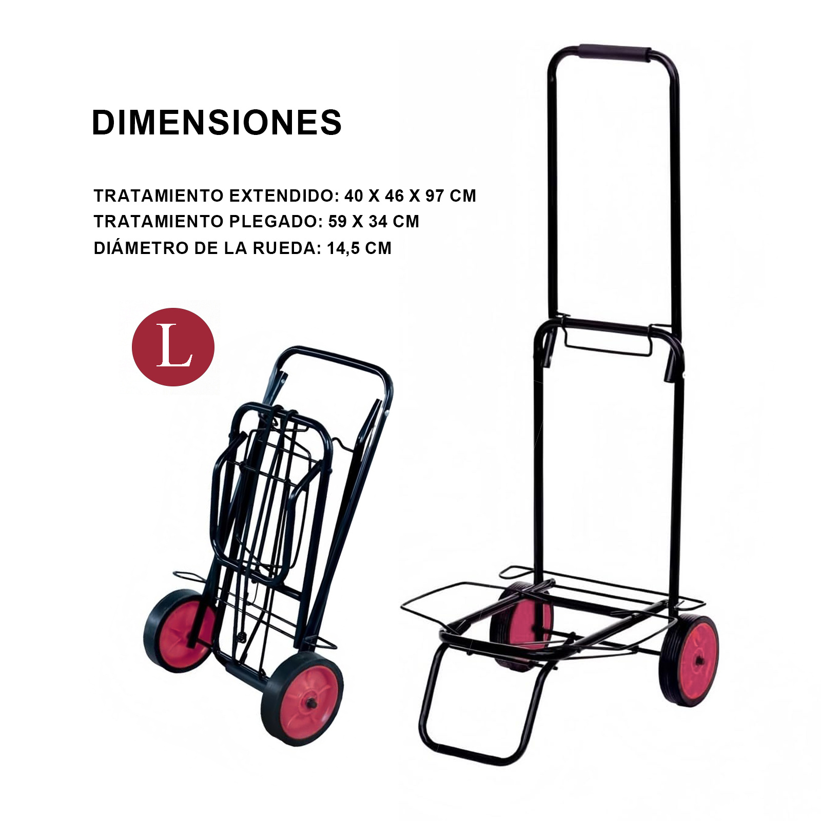 Carrinho de Mão Dobrável com Corda, Carrinho de Mão Compacto, Portátil com Rodas de Borracha Suporta Até 25Kg/35Kg para Fácil Transporte em Viagens, Escritório e Casa