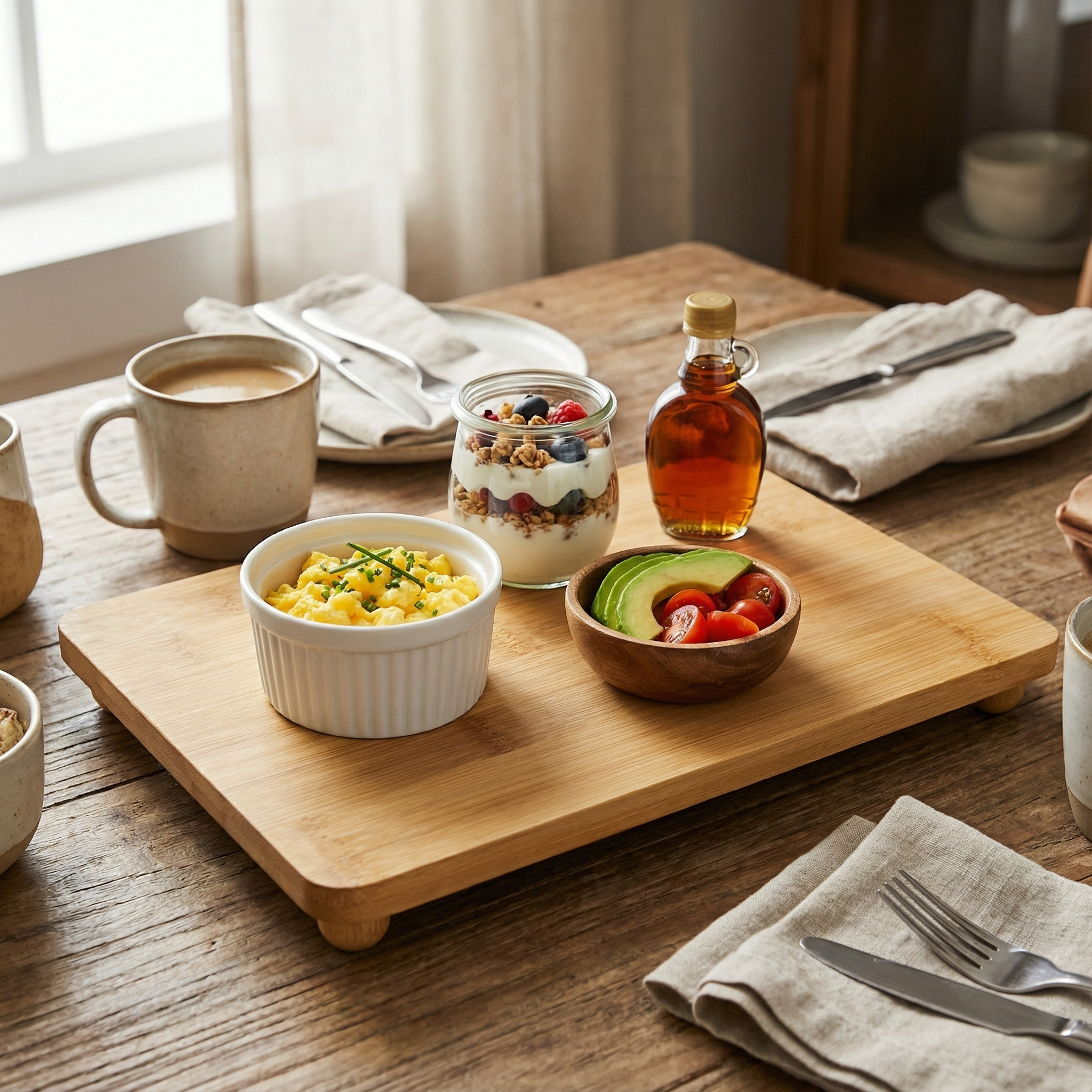 Bandeja de Servir de Bambu Natural para Brunch ou Aperitivos, Prato de Servir. PORTES GRÁTIS