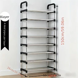 Sapateira de Metal de 6, 7 ou 8 Ptateleiras, para Entrada, Varanda, Pátio, Quarto, Sala de Estar - Organizador de Sapatos Robusto e Independente que Poupa Espaço, Adequado para Vários Tipos...