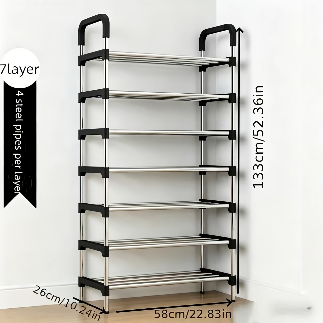 Sapateira de Metal de 6, 7 ou 8 Ptateleiras, para Entrada, Varanda, Pátio, Quarto, Sala de Estar - Organizador de Sapatos Robusto e Independente que Poupa Espaço, Adequado para Vários Tipos...