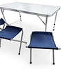 Conjunto de Mesa de Acampamento Dobrável Almalux com 4 Bancos, 3 Níveis de Altura Ajustável (54/62/70cm), Mesa de Piquenique Portátil Estilo Mala para Exterior, Praia e Jardim,...