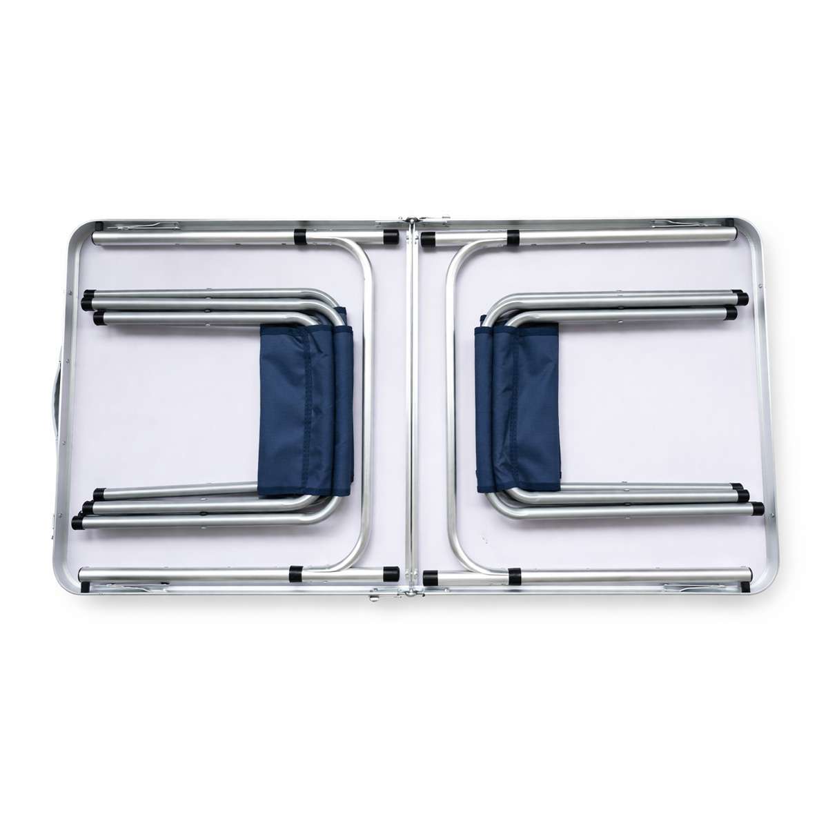 Conjunto de Mesa de Acampamento Dobrável Almalux com 4 Bancos, 3 Níveis de Altura Ajustável (54/62/70cm), Mesa de Piquenique Portátil Estilo Mala para Exterior, Praia e Jardim,...