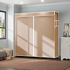 Guarda-roupa Castanho, portátil com 3 varas de pendurar, 6 prateleiras e bolsos laterais (para armazenamento e organização de roupas), rack de guarda-roupa com alça, organizador para quarto