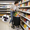 Carrinho de Compras Dobrável de Alumínio, Carrinho de Compras Colapsível com Bolsa de Tecido Oxford, Bolsa de Compras Removível com Rodas, Carrinho de Compras de 6 Rodas com Bolsa...
