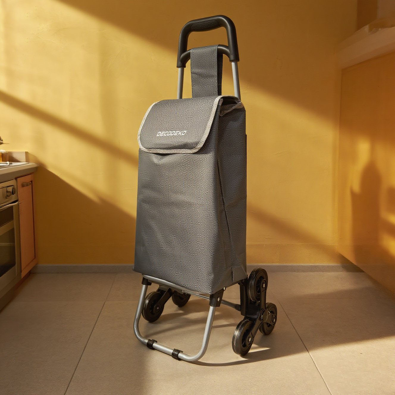 Carrinho de Compras Dobrável de Alumínio, Carrinho de Compras Colapsível com Bolsa de Tecido Oxford, Bolsa de Compras Removível com Rodas, Carrinho de Compras de 6 Rodas com Bolsa...