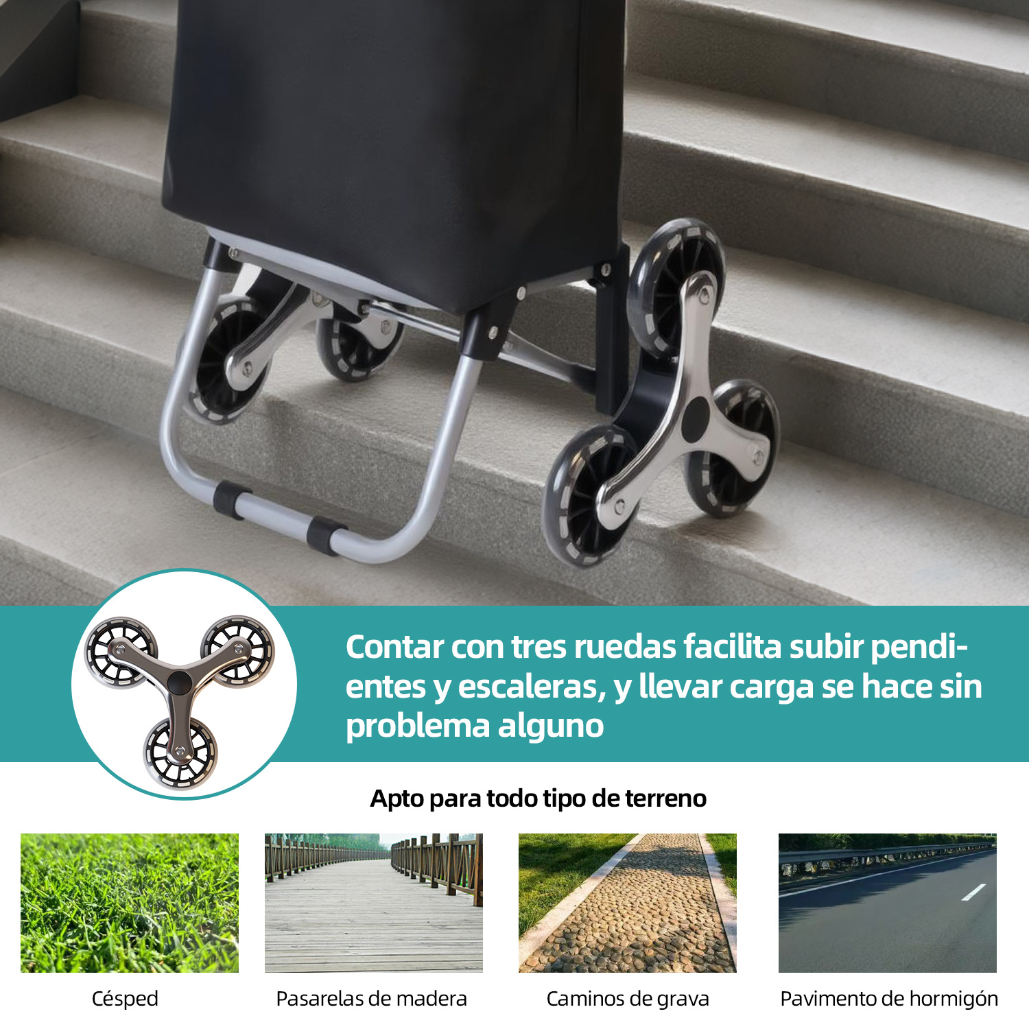Carrinho de Compras Dobrável de Alumínio, Carrinho de Compras Colapsível com Bolsa de Tecido Oxford, Bolsa de Compras Removível com Rodas, Carrinho de Compras de 6 Rodas com Bolsa...