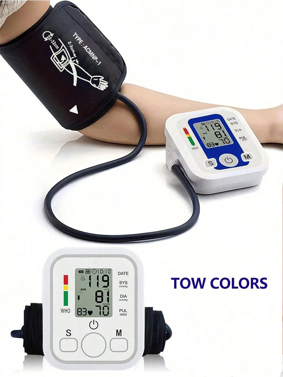 1 Monitor de Pressão Arterial Automático, Medidor de Pressão Arterial de Braço para Uso Doméstico, Instruções de Uso da Bateria - Este produto não inclui baterias!
