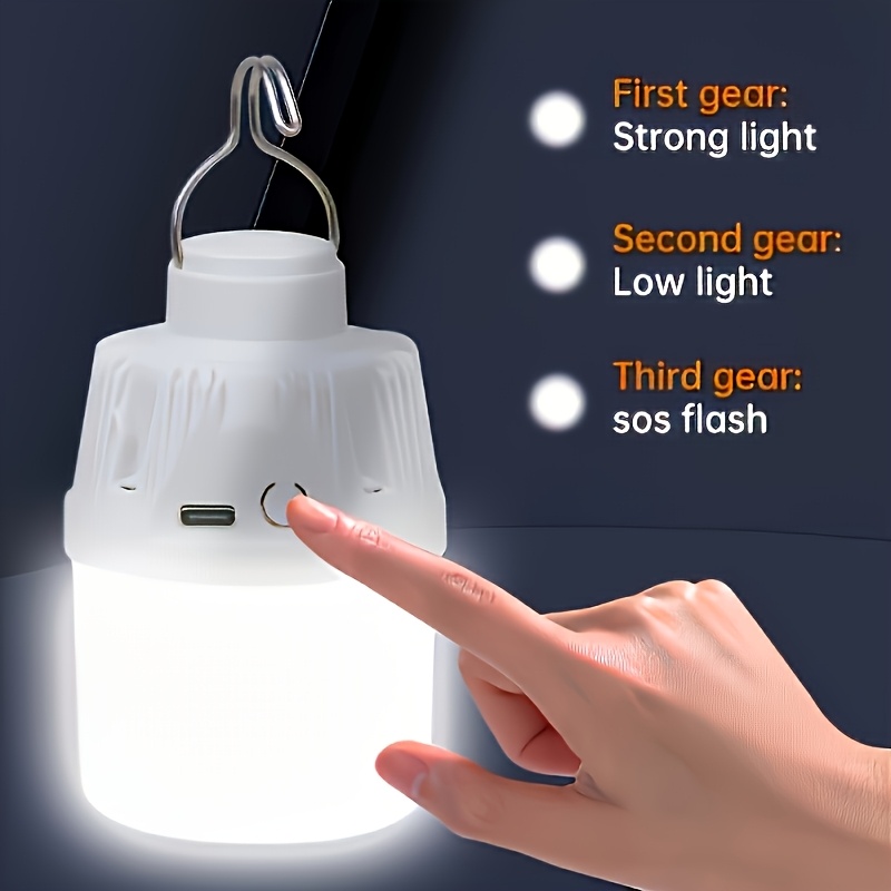 LiHangStar Pacote com 10 Lanternas LED de LED para Barraca de Camping ao Ar Livre, Lâmpadas de Emergência Portáteis para Exterior, Recarregáveis por USB com Gancho de Metal, Lâmpad...