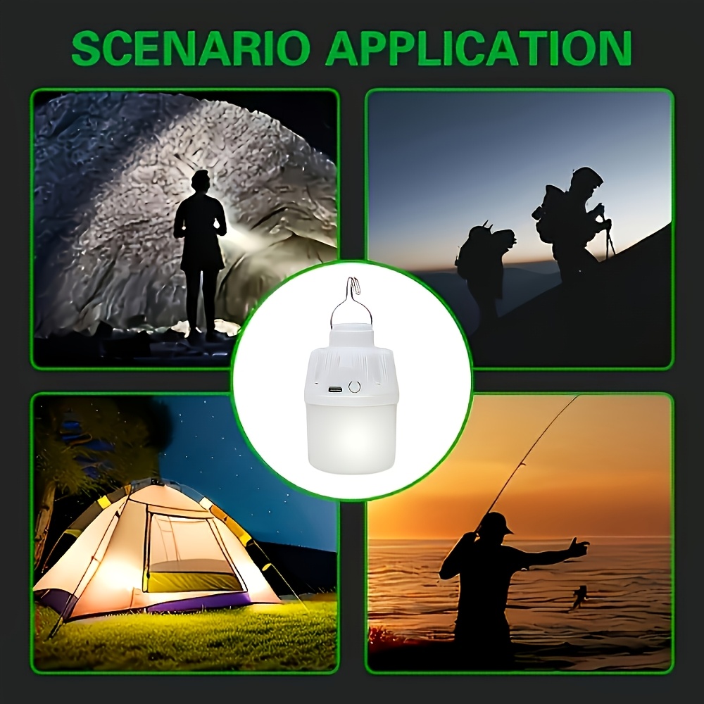 LiHangStar Pacote com 10 Lanternas LED de LED para Barraca de Camping ao Ar Livre, Lâmpadas de Emergência Portáteis para Exterior, Recarregáveis por USB com Gancho de Metal, Lâmpad...